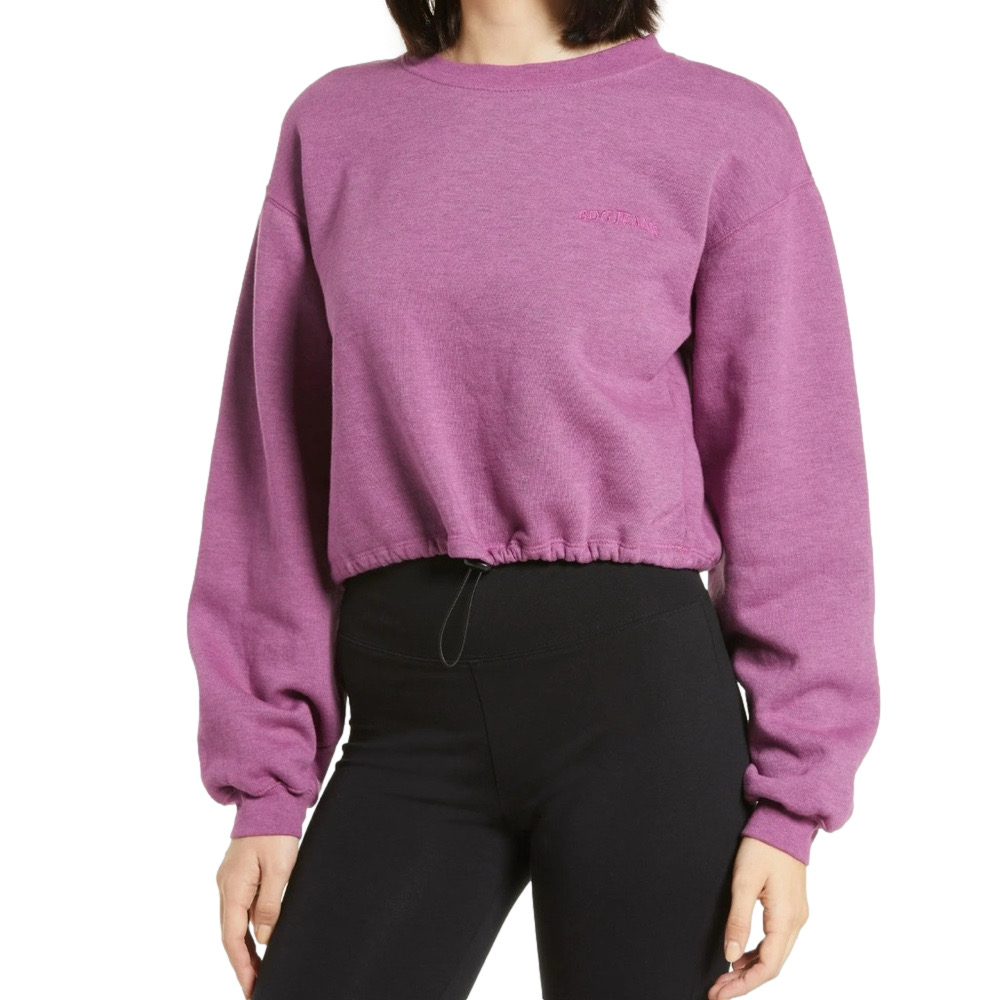 BDG Women’s small Bubble Hem Sweat Top Cropped Sweatshirt embroidered logo NWT